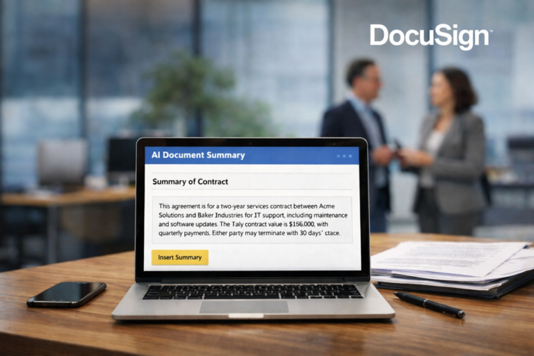 DocuSign integra IA a ferramentas de eSignature para resumir contratos e acelerar preparação de documentos