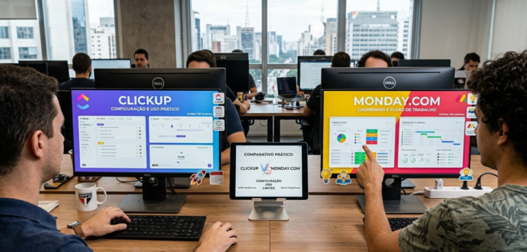 Comparativo prático ClickUp vs. monday.com configuração, uso e limites