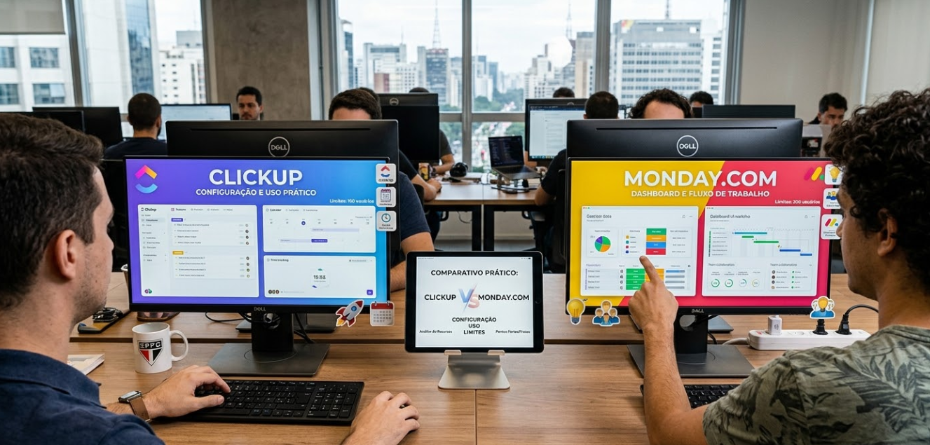 Comparativo prático ClickUp vs. monday.com configuração, uso e limites
